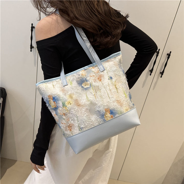 Artistic Floral Embroidered Tote Bag Bowlift