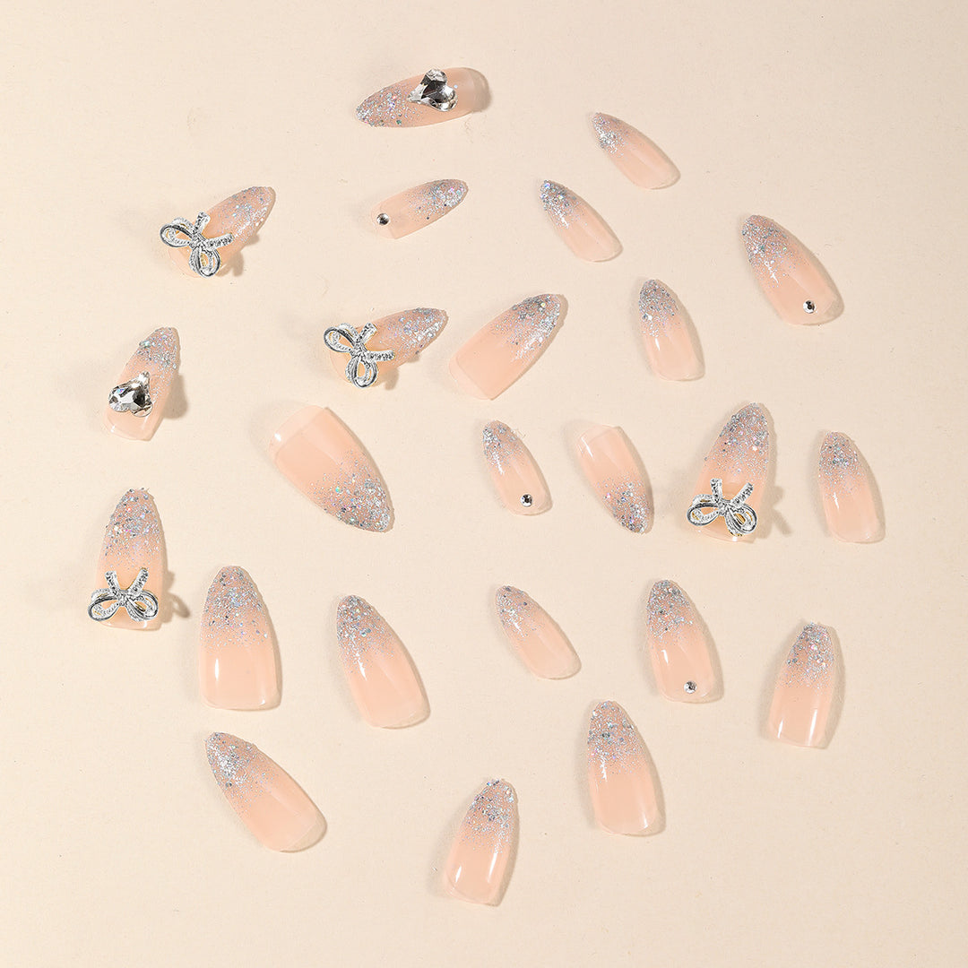 Glittering Rhinestone Accent Nail Art Extensions Bowlift