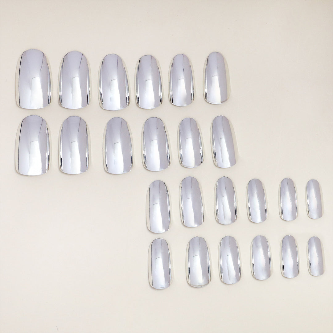 Metallic Glossy Press-On Nail Set Bowlift