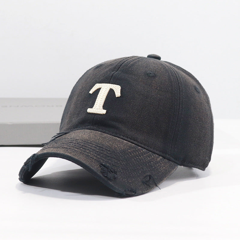 Men's Distressed Denim Cap Bowlift