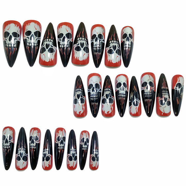 Artificial nails with creepy skull design Bowlift