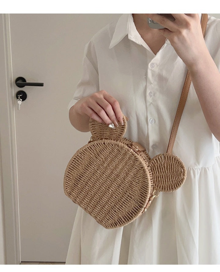 Ladies Round Basket with Rabbit Ear Design Bowlift