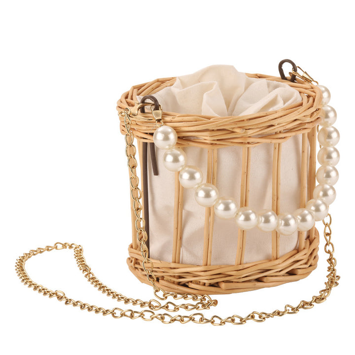 Women's elegant basket bag with pearl chain Bowlift