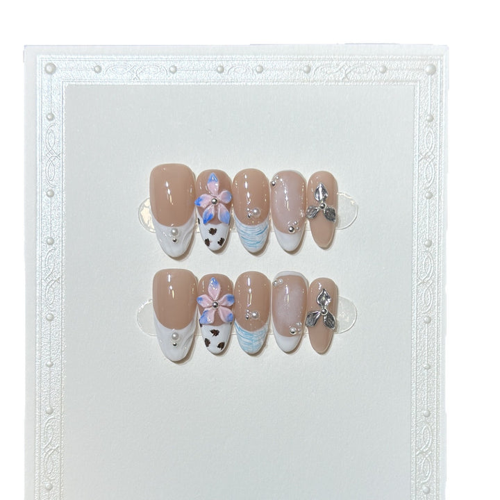 Floral Embellished Press-On Nail Art Set Bowlift 1788224030