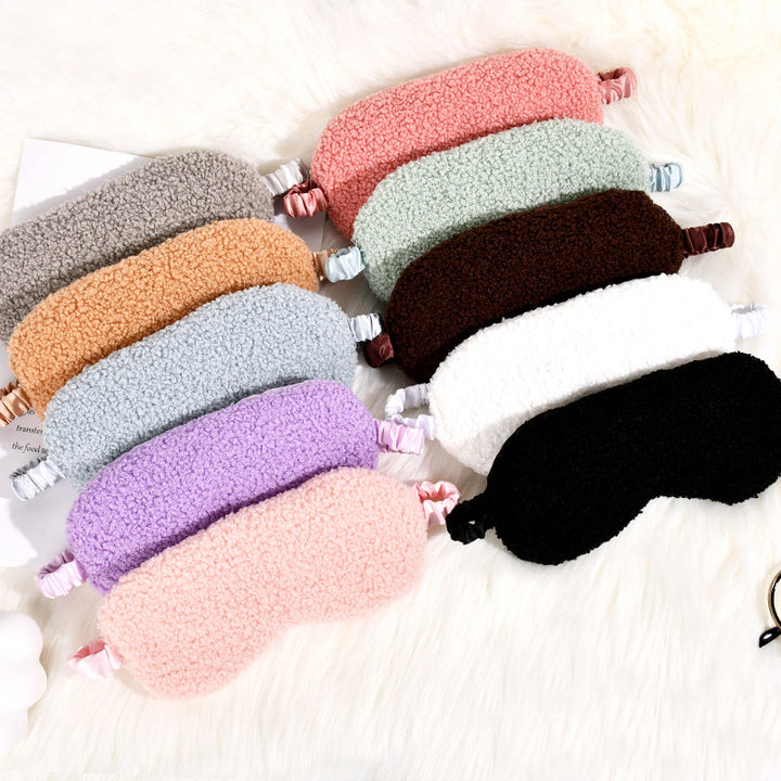 Women's cuddly thermo sleep mask made of teddy fleece with adjustable satin band Bowlift