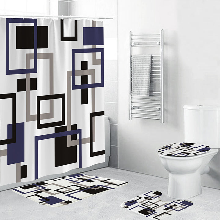 Geometric Pattern Bathroom Accessory Set Bowlift