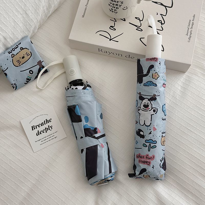 Women Folding Umbrella with Cute Animal Designs and Practical Carrying Case Bowlift