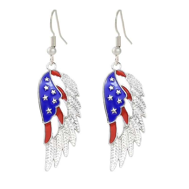 Women's nan patriotic horseshoe enamel dangle earrings with star-accented design and fishhook findings Bowlift