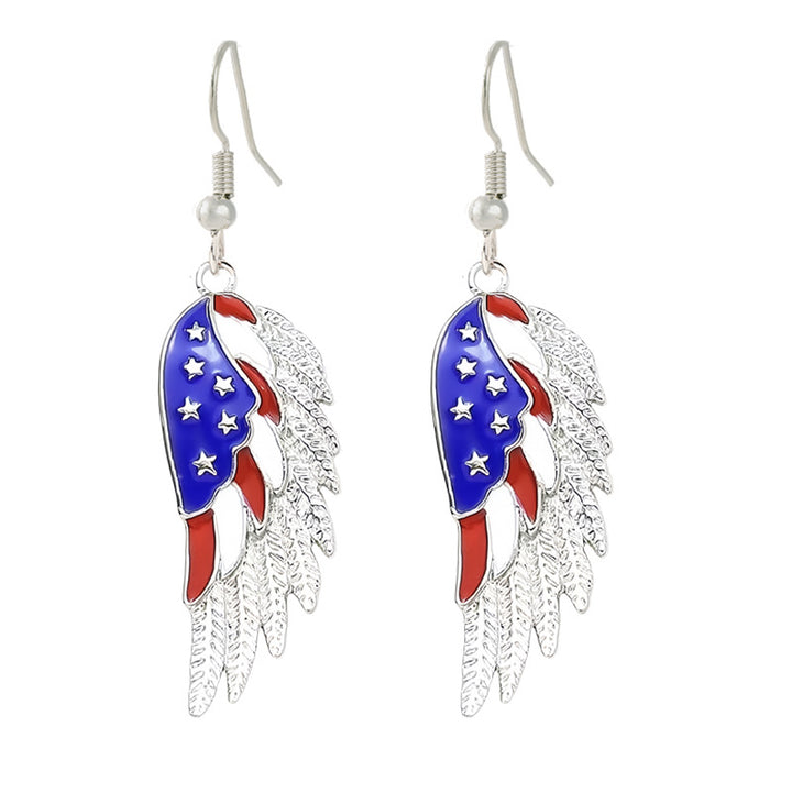 Women's nan patriotic horseshoe enamel dangle earrings with star-accented design and fishhook findings Bowlift