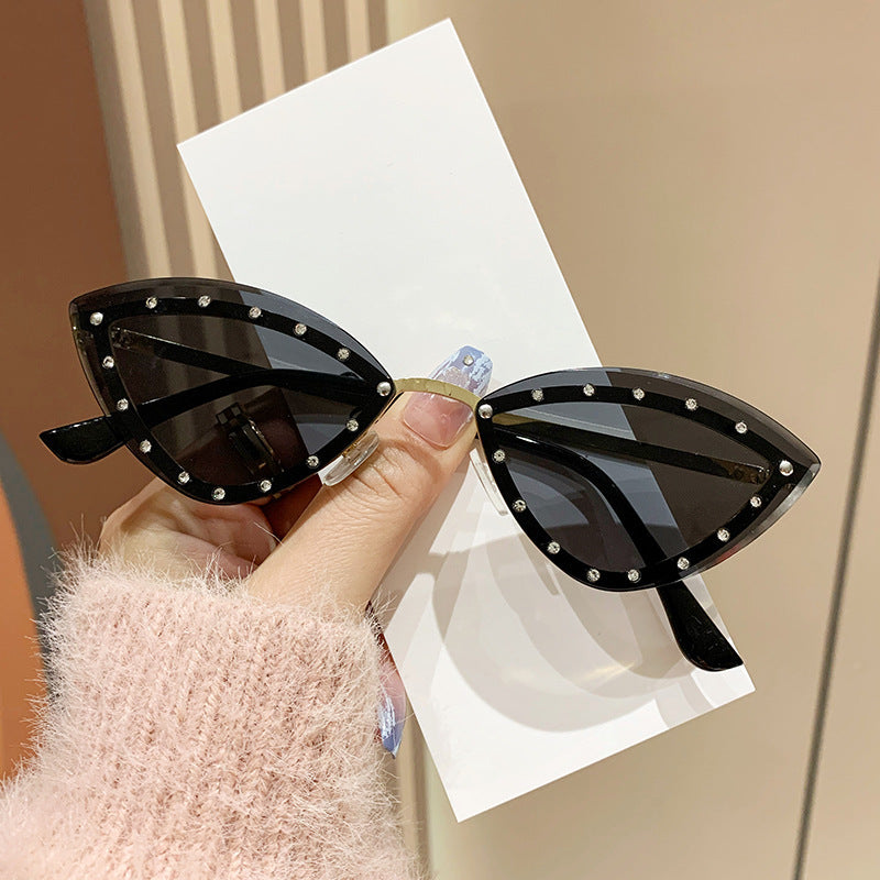 Women's Cat-Eye Sunglasses with Sparkling Crystal Accents Bowlift
