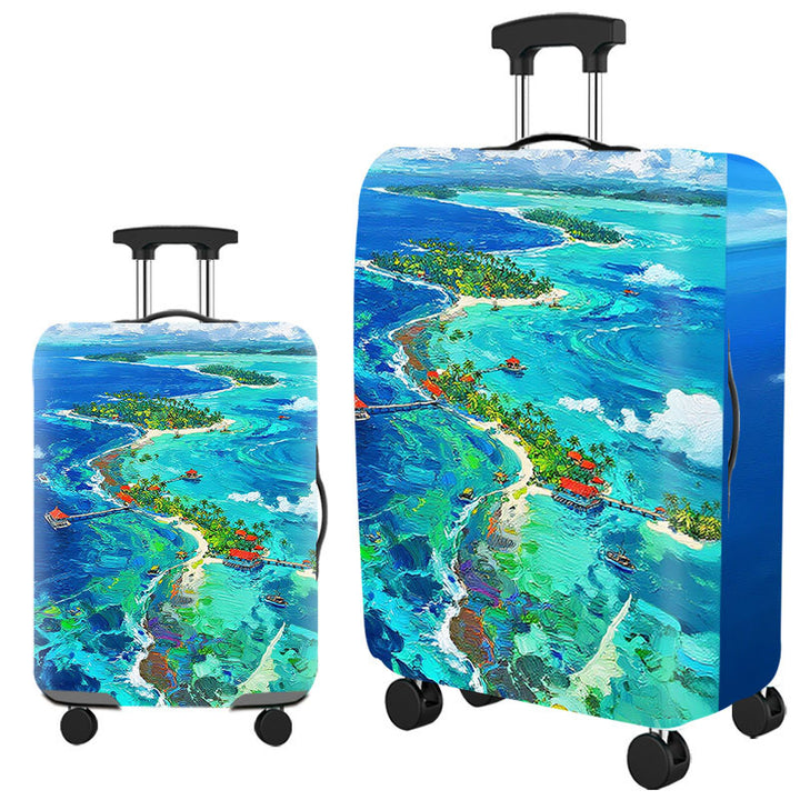 Tropical Leaf Print Hard Shell Luggage Bowlift