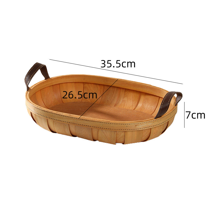 Unisex Handcrafted Basket with Leather Handles Bowlift