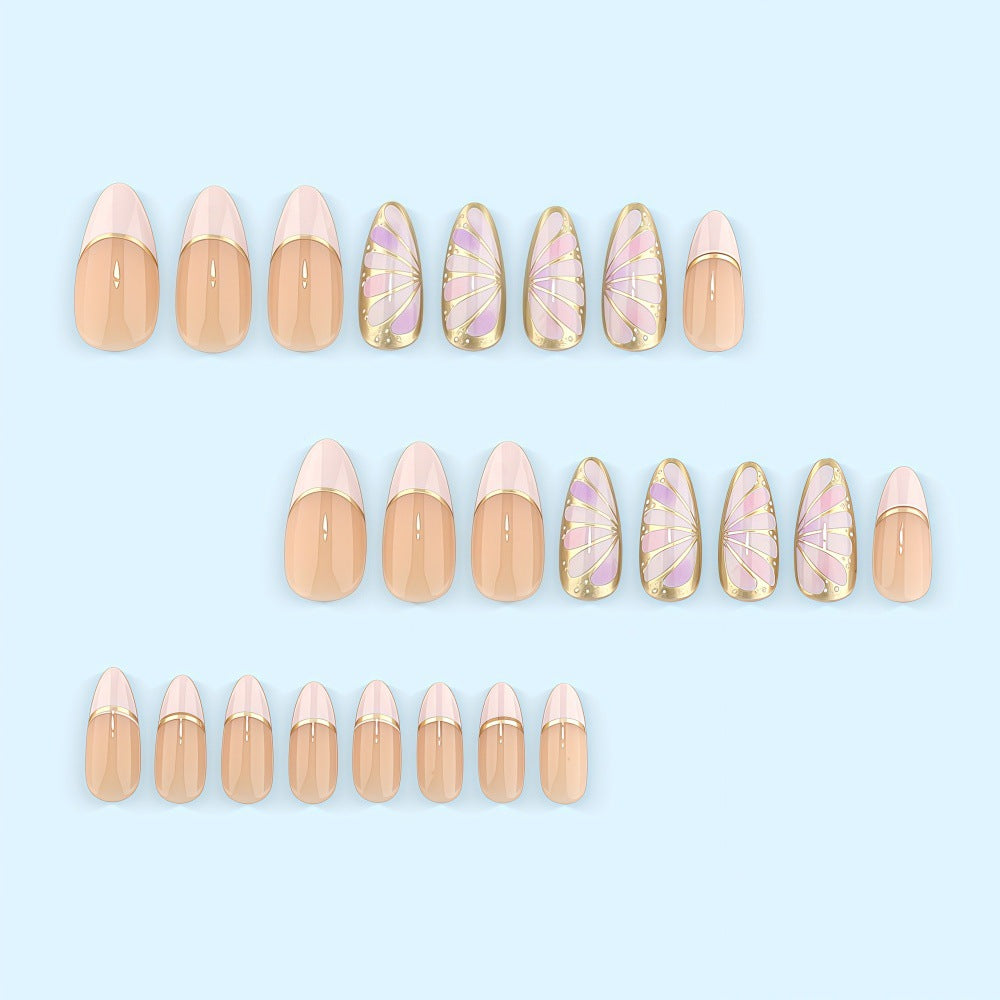Artificial nail set with elegant geometric design Bowlift