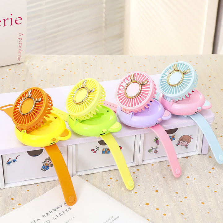 Women's Portable Mini Fan with Integrated Mirror and Spray Function Bowlift
