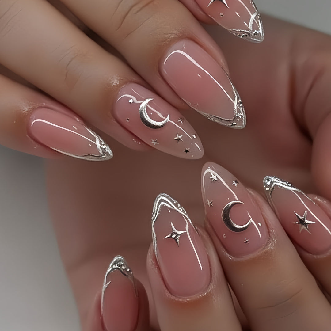Celestial Themed Stiletto Nail Art Tips Bowlift