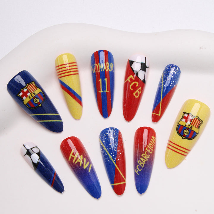 Sports-Themed Stiletto Press-On Nails Bowlift