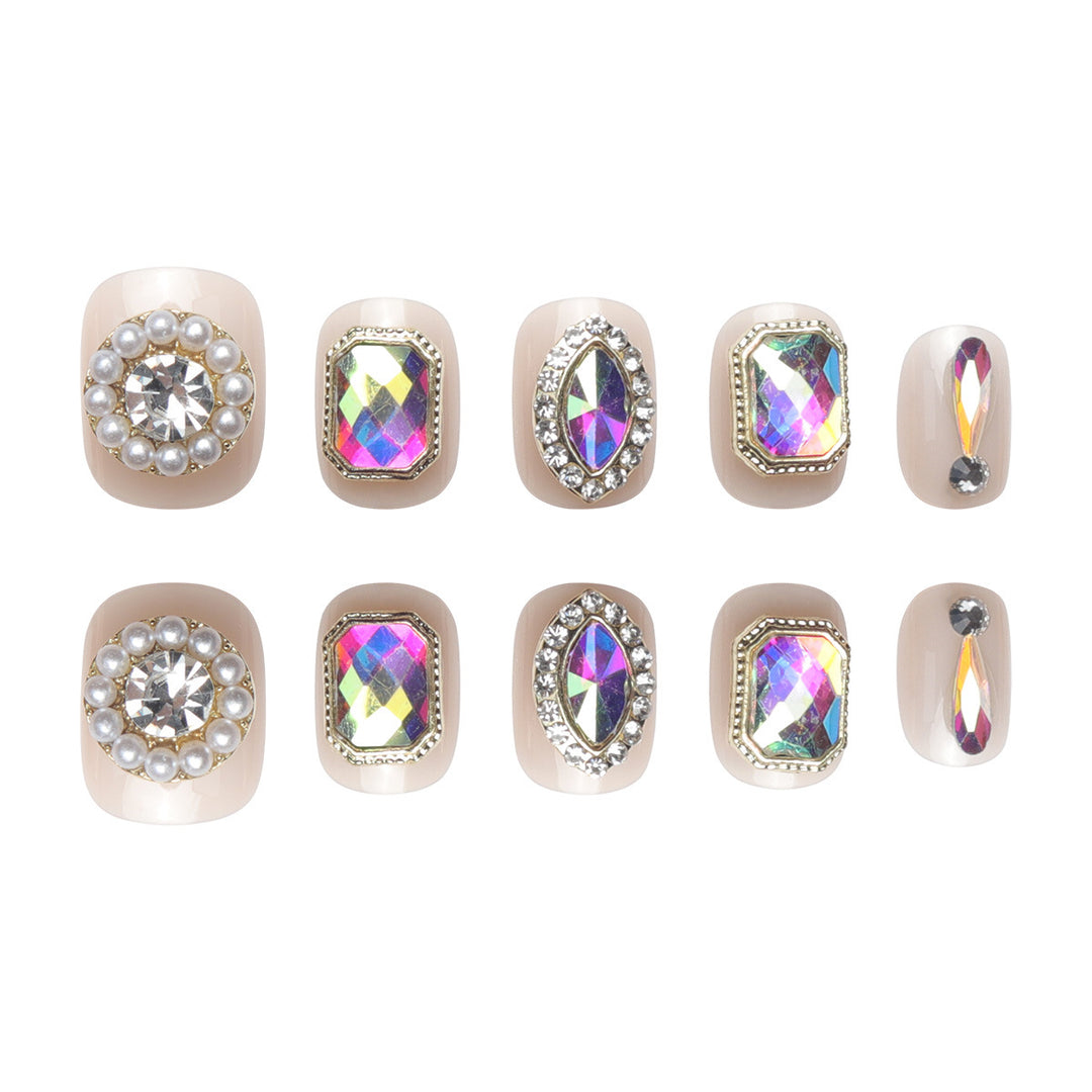 Elegant Decorative Gem-Embellished Press-On Nails Bowlift
