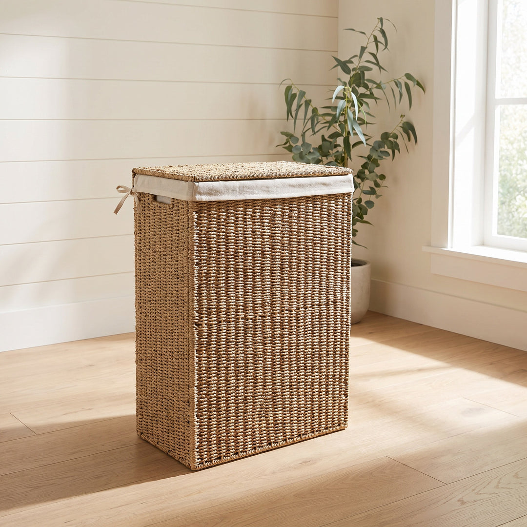 High-quality laundry basket made of natural wicker Bowlift