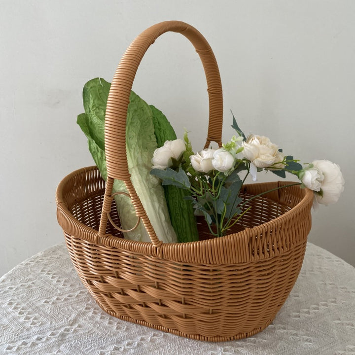 Elegant Woven Picnic Basket Bowlift