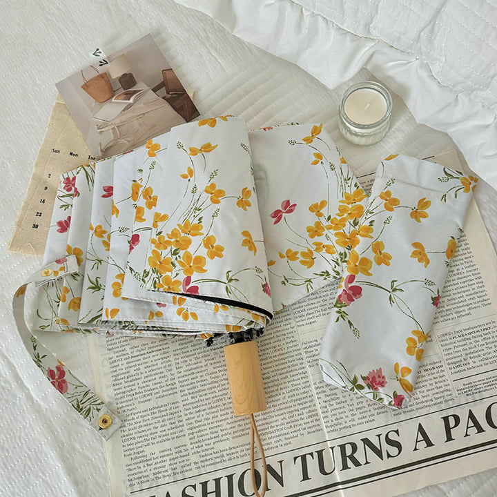 Women Foldable Sunshade with Flower Design Bowlift