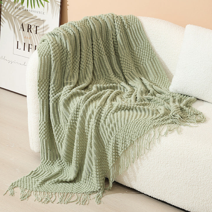 Women's stylish living room throw blanket with fringe pattern Bowlift