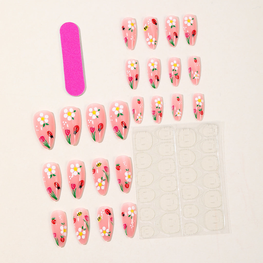 Floral-Themed Stiletto Nail Art Bowlift