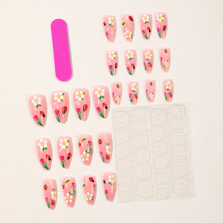 Floral-Themed Stiletto Nail Art Bowlift