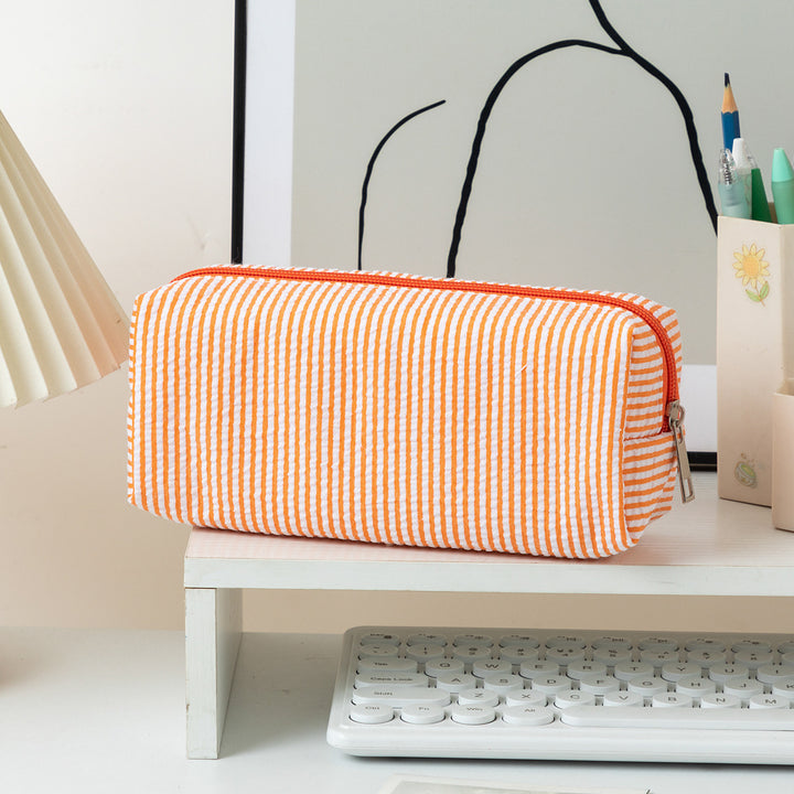Striped Zippered Pencil Case Bag Bowlift