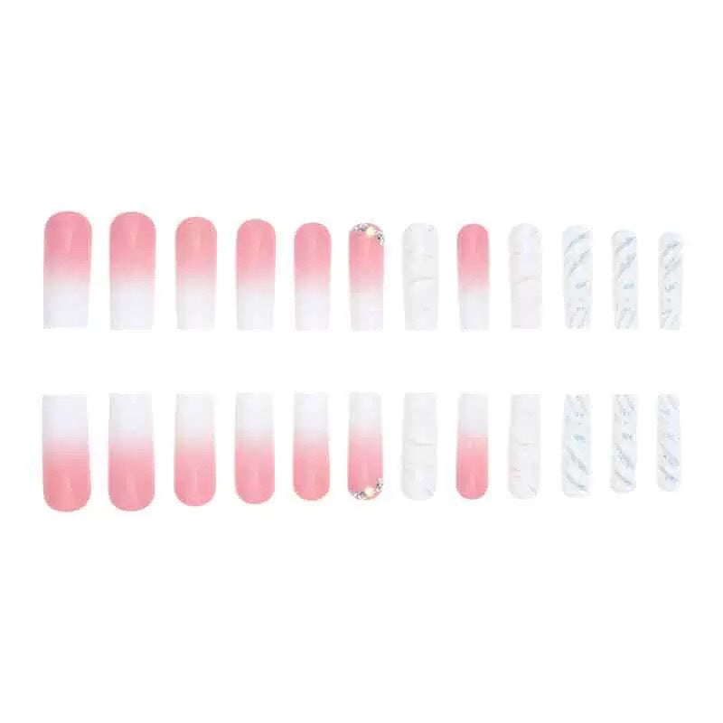 Artificial nail set with glamorous 3D accents and transparent design Bowlift