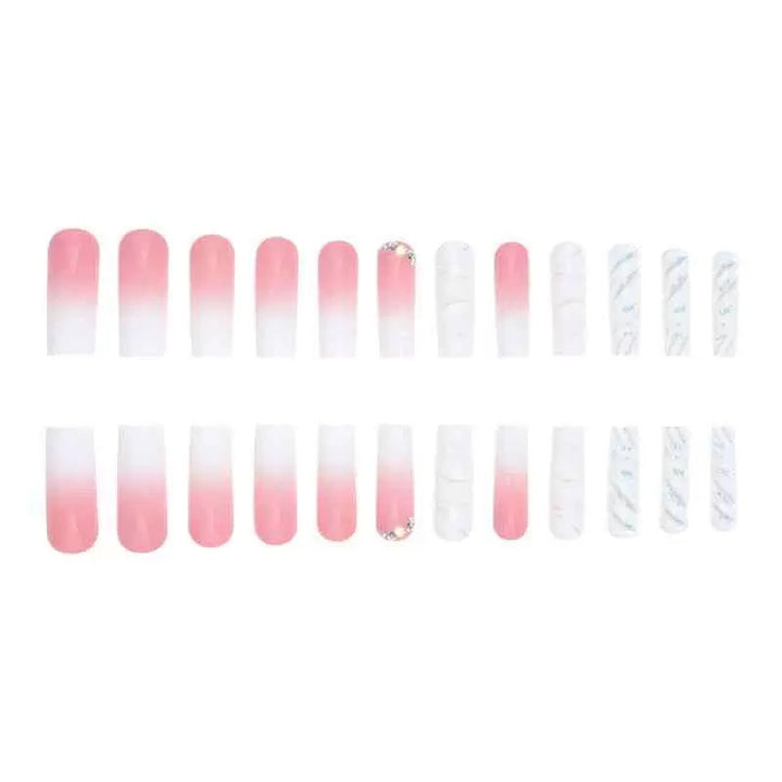 Artificial nail set with glamorous 3D accents and transparent design Bowlift
