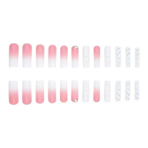 Artificial nail set with glamorous 3D accents and transparent design Bowlift