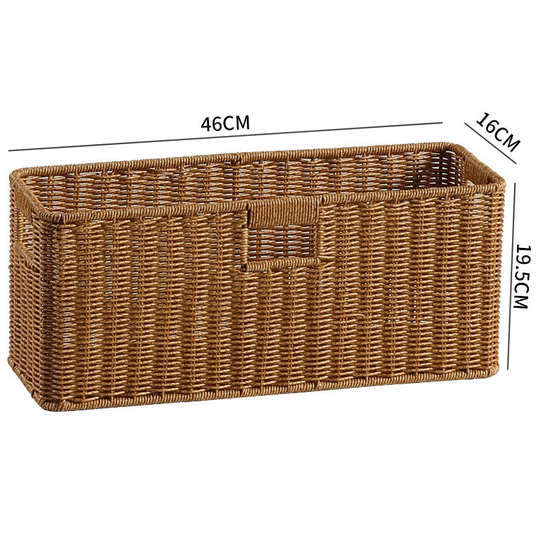 Handwoven Rectangular Storage Bin with Cutout Handles Bowlift