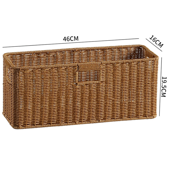 Handwoven Rectangular Storage Bin with Cutout Handles Bowlift