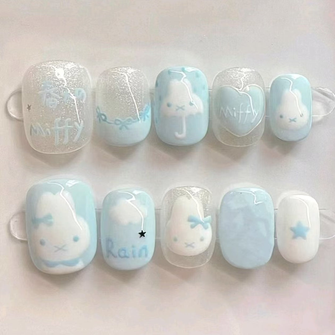 Whimsical Character Press-On Nail Art Set Bowlift
