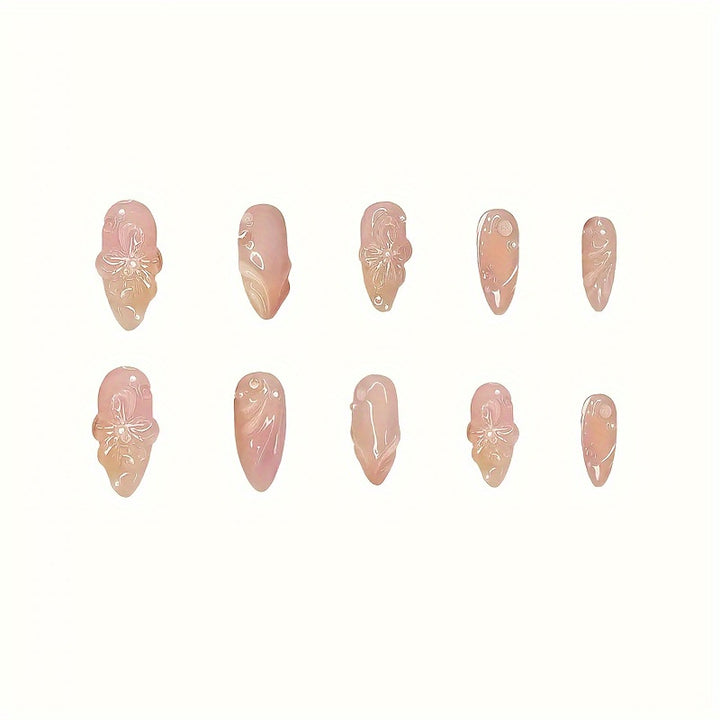 Floral-Themed Press-On Nail Art Bowlift