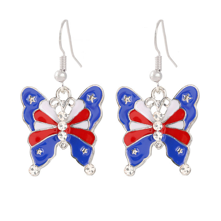 Women's nan patriotic horseshoe enamel dangle earrings with star-accented design and fishhook findings Bowlift