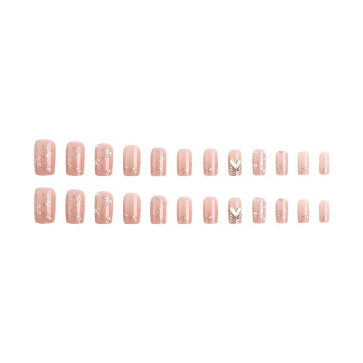 Artificial nail set with elegant pearl and glitter accents Bowlift