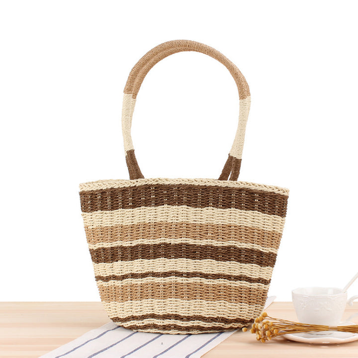 Basket bag with fashionable stripe pattern Bowlift