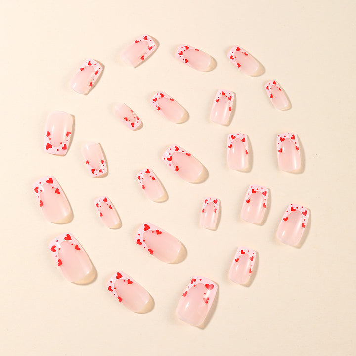 Heart-Accent Acrylic Nail Extensions Bowlift