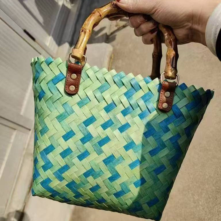 Braided tote bag with wooden handles Bowlift