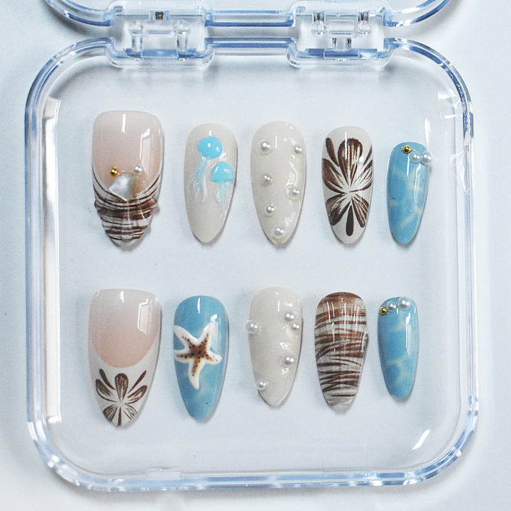 Seashell-Themed Press-On Nail Extensions Bowlift