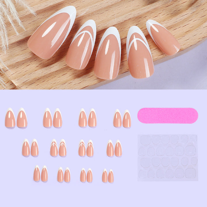 Elegant Press-On Nail Set with French Tip Design Bowlift 1788496283