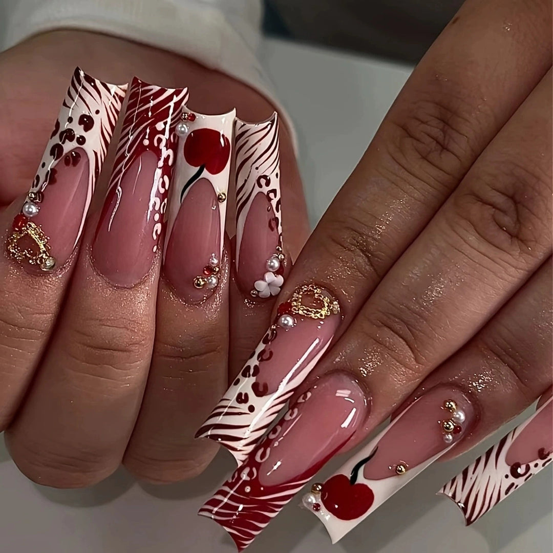 Decorative Long Press-On Nail Extensions Bowlift