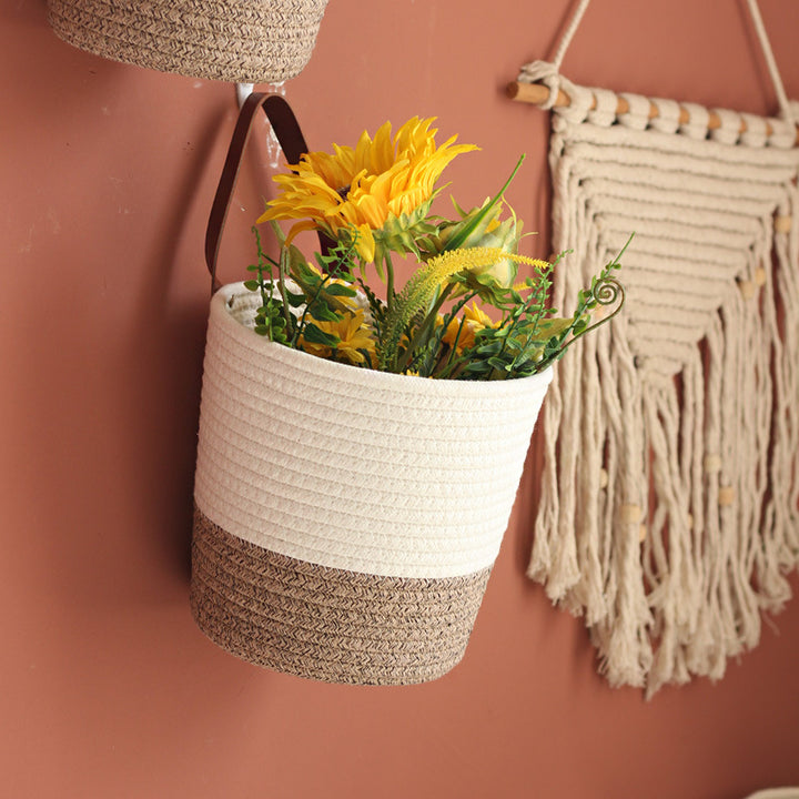 Decorative basket with leather handle Bowlift