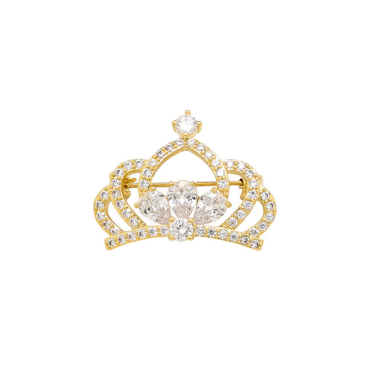 Glittering Crown Brooch Bowlift