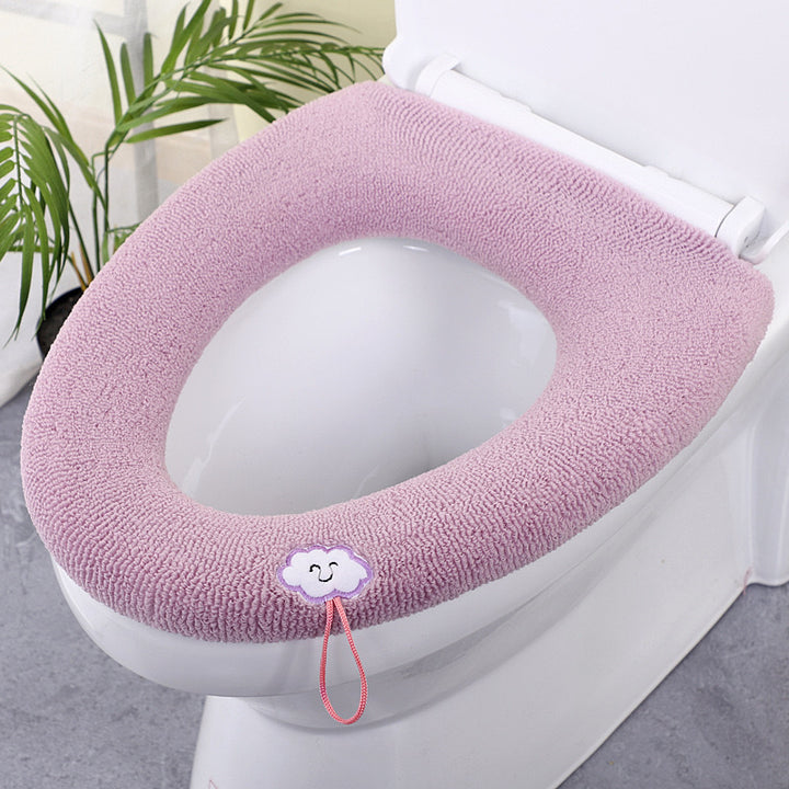 Plush Microfiber Toilet Seat Cover with Elastic Anti-Slip Strap Bowlift