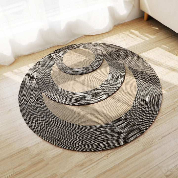 Rustic Round Rug with Fringes Bowlift