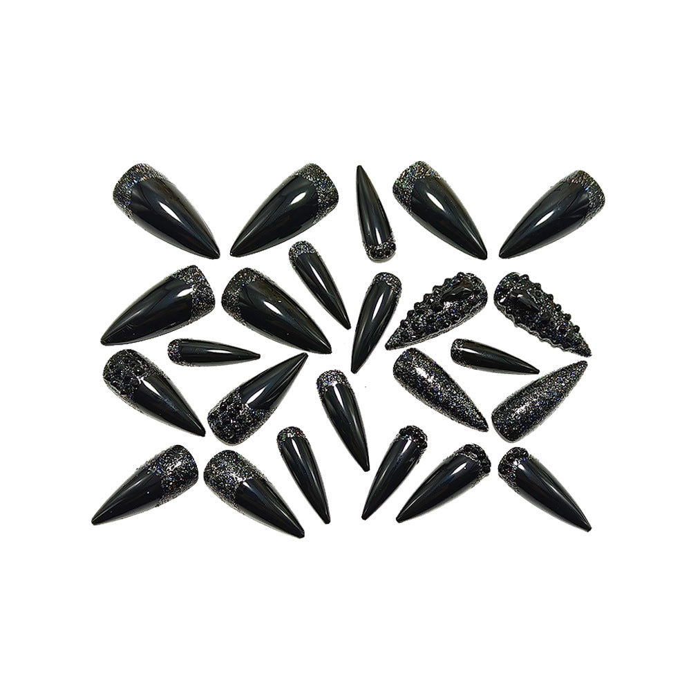 Artificial Nails in Elegant Stiletto Design with Sparkling Rhinestone Accents Bowlift