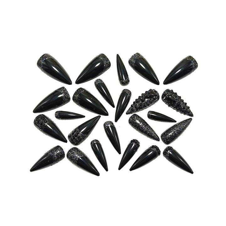 Artificial Nails in Elegant Stiletto Design with Sparkling Rhinestone Accents Bowlift