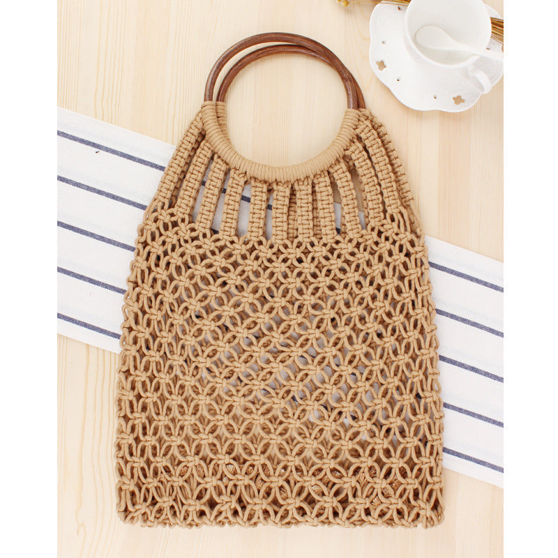 Handbag with Woven Design and Inner Pocket Bowlift